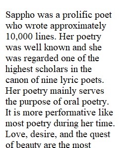 Essay-Analysis: Sappho's Poetry
